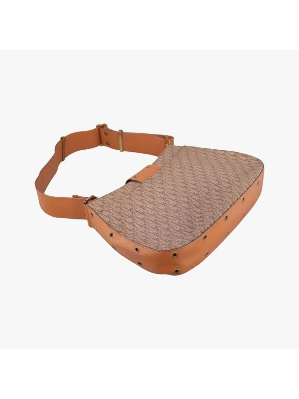 Dior Trotter Street Chic Columbus Beige Brown Canvas Leather Shoulder